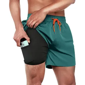 Mens Swim Trunks Swim Shorts Quick Dry 5 Inch Inseam Beach Shorts with Compression Liner and Zipper Pocket # Summer # outdoor fun.