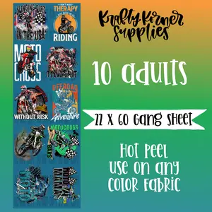 Motocross DTF Transfer Gang Sheet, 22 x 60