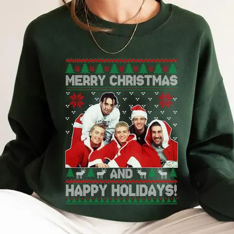 Ugly NSYNC Christmas Sweatshirt, Merry Christmas Happy Holidays Shirt, Christmas Gift, Holiday NSYNC Sweatshirts