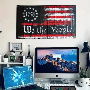 3x5 Feet 1776 Flag - Patriotic Wall Cut-Outs with 13 Stars, Banners