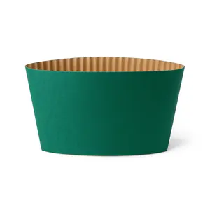 Green Disposable Corrugated Coffee Cup Sleeves - 1000 Pieces/Case