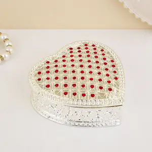 Enamel Heart Shaped Jewelry Box with Rhinestones, Creative Wedding Gift, Home Decor Ornament, Trendy Accessories, Perfect for Gifts