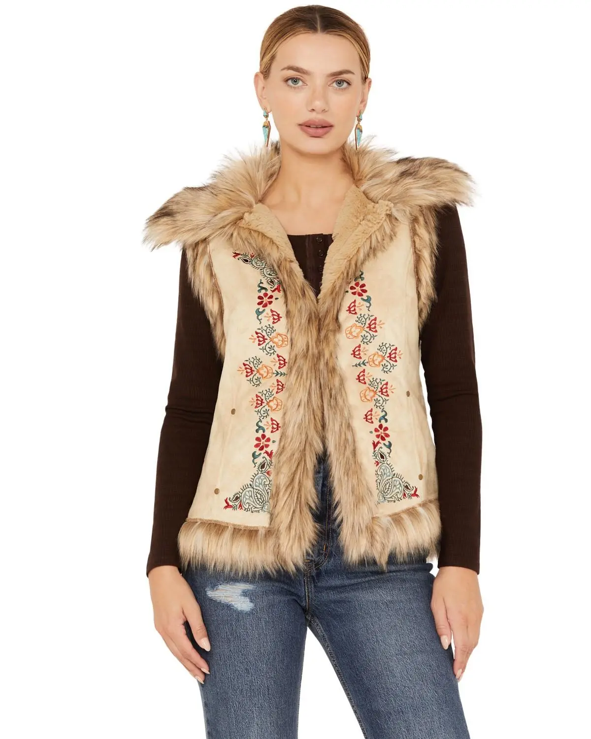 Tasha Polizzi Women's Chateau Faux Suede Embroidered Vest - 361603