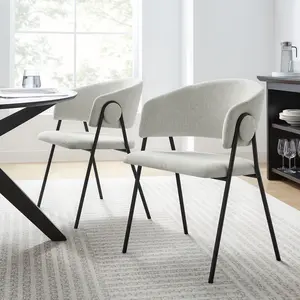 Nella Upholstered Heathered Chenille Dining Chairs Set of 2 in Newsprint Black