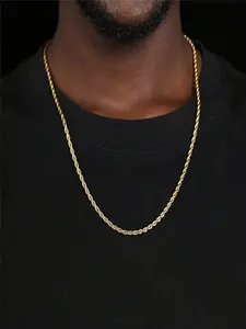 Unisex Stainless Steel Twisted Chain Necklace, Party & Daily Wear Jewelry, Durable Metal Accessory for Men Women