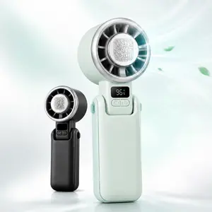 2026 Upgraded Portable Handheld Fan, USB Rechargeable Personal Cooling Fan with 5-Speed Wind & Digital Display, Powerful Mini Pocket Fan for Travel, Outdoor, Beach, Office, Camping, Hot Flash Relief, Quiet Long Battery Life