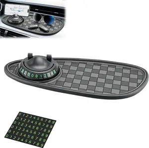 Mobile Phone Bracket AntiSlip Mat,Universal Fit AntiSlip Mat,Multifunction Car Dashboard Mat with Temporary Parking Number,° Rotating Adjustable Phone Holder (BlackGray)