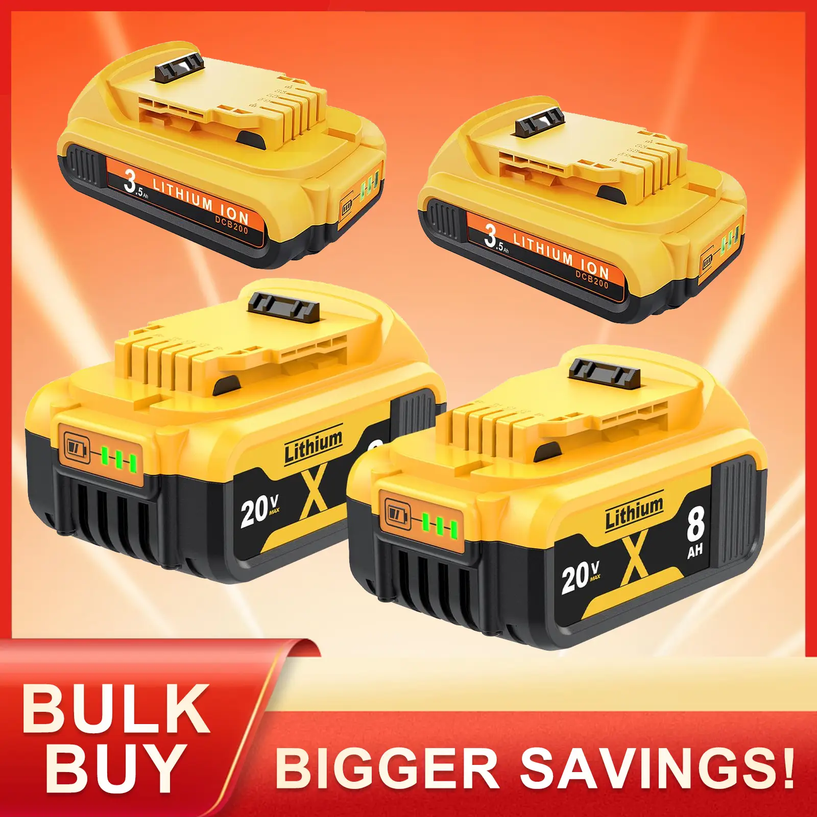 Bulk Buy Bigger Savings 3.5Ah 8.0Ah Battery Replacement for Dewalt 20 Volt MAX XR Battery Compatible with Dewalt DCB200 DCB201 DCB203 DCB204 DCB206 DC