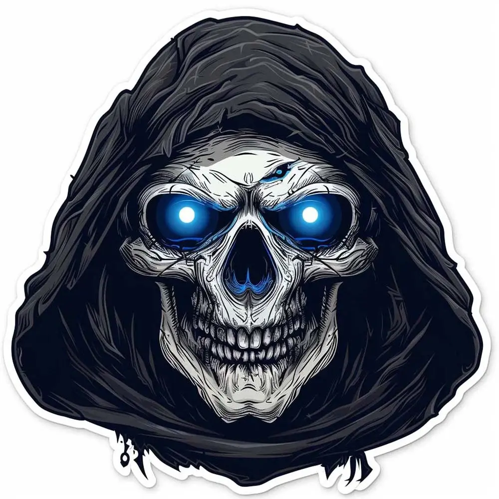 3D Funny Ghost Face Mechanical-Style Skeleton Figure Car Sticker - Easy Apply, Protective, Abrasion Resistant, Water Resistant, Anti-Scratch Automotive Exterior Scratch Cover Decoration Accessory That Adds Edgy Look