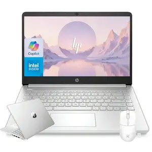 HP 14” Flagship Laptop 2026 AI-Powered Computer, Office Lifetime, Student Business, 4-Core Intel CPU, 4GB/8GB/16GB, Long Battery HubxcelAccessory Win 11 home , Office 365 (free web version),Silver