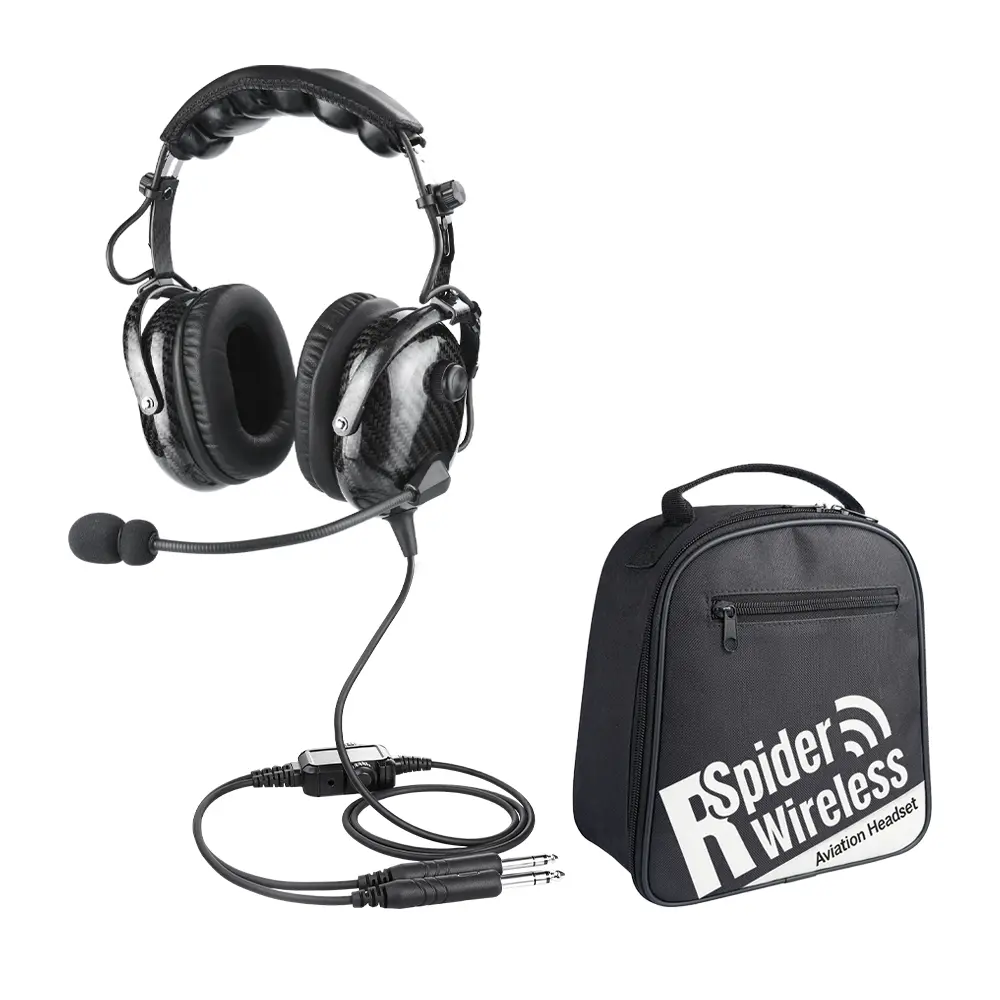 Carbon Fiber Aviation Headphone - 9oz Electronic Audio Device with Passive Noise Reduction, Mono-Stereo Compatibility, Noise-Canceling Mic, 6.35mm MP3 Input, Over-Ear Design, 120cm Headset Bag Included, Not Water Resistant