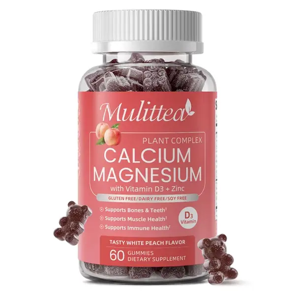Calcium Gummies with D3,Zinc Gummies - Plant Complex Calcium Magnesium Supplement with Glycinate,Potassium,Vitamin C for Bone & Immune Support- 60 Chewable Gummy
