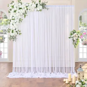 10ft x 10ft White Sheer Tulle Backdrop Curtains for Party Wedding Wrinkle Free Curtain Backdrops Drapes for  Shower Birthday Party Photo  Drop Background  Decorations
