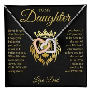Interlocking Hearts Necklace with Message to Daughter from Dad