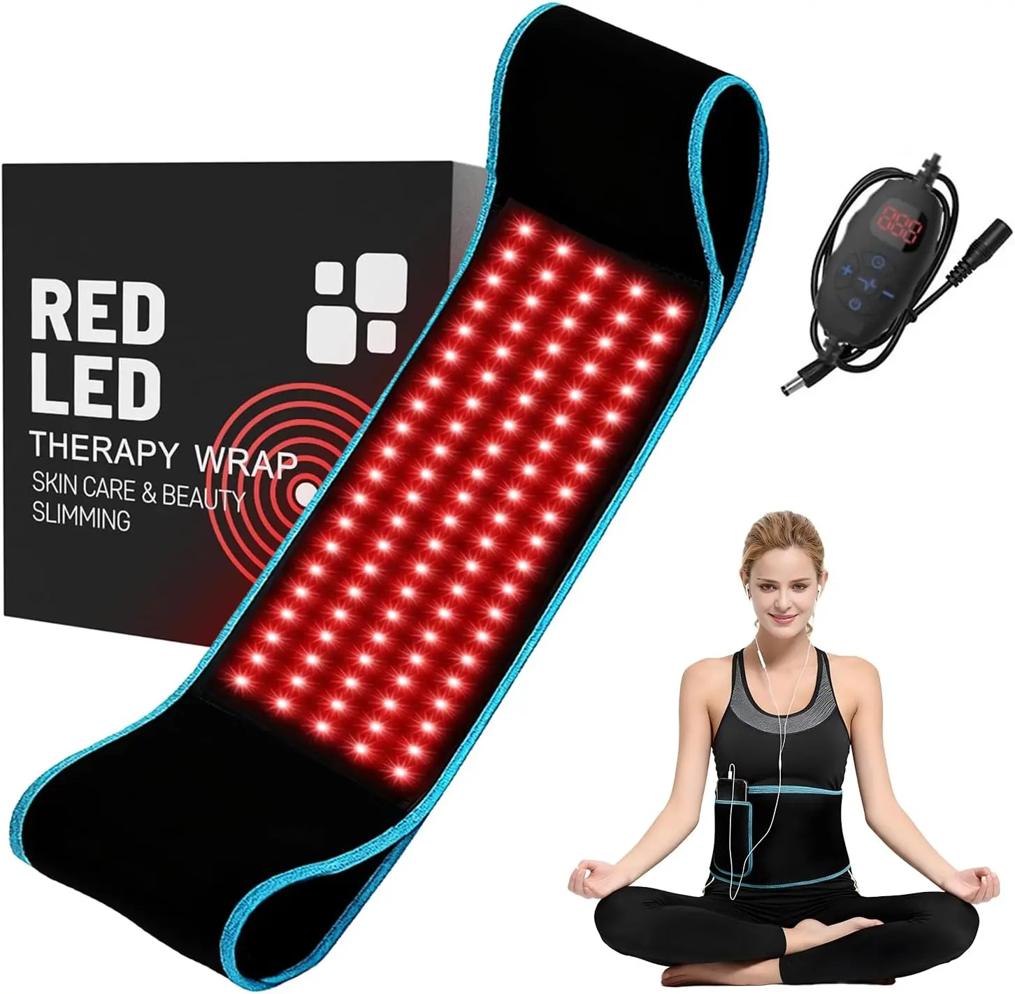 660nm 850nm Dual Tone LED Body Wrap Belt With Handy Remote, Wearable At-Home Beauty Accessory, Daily Body Care Gadget For Gentle Skin Radiance