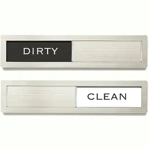 Dishwasher Magnet Clean Dirty Sign, Premium Stainless Steel Black and White Non-Scratch/Kitchen Decor/Easy to Read & Slide/Strong Magnet Clean Dirty Magnet for Dishwasher (Black White)