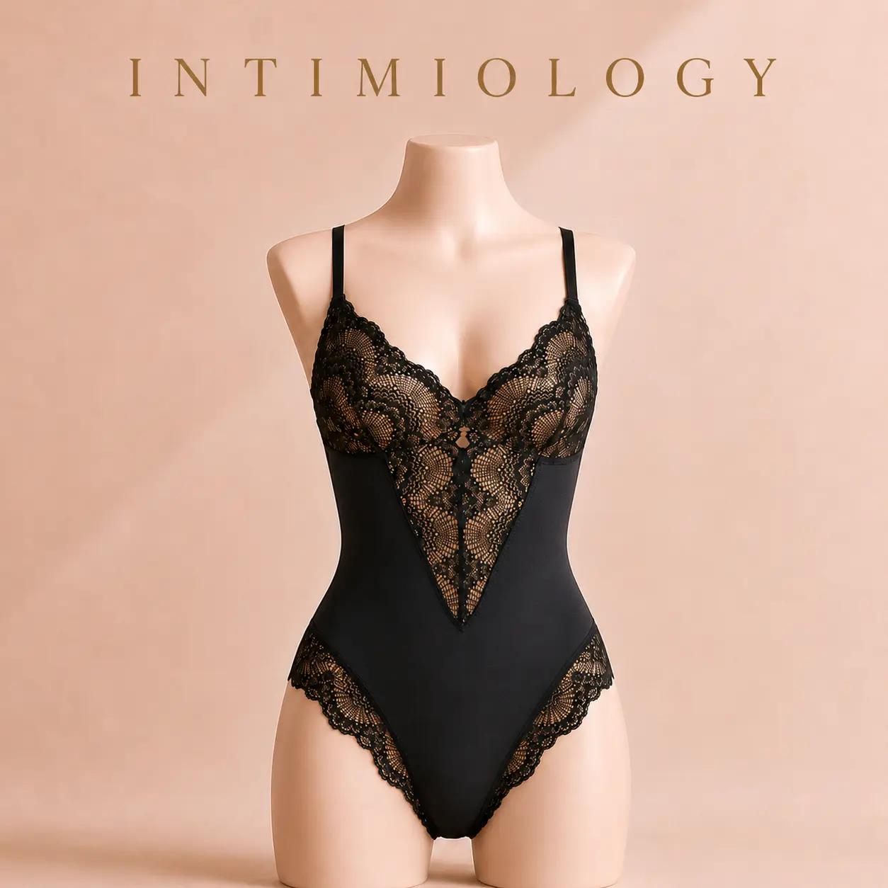 Women's Elegant Jacquard Lace Slimming Bodysuit - Deep V Style, Tummy Control, Bust Lifting, Hand Washable Shapewear