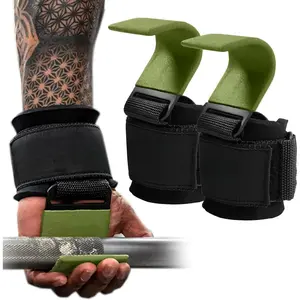 Heavy-Duty Lifting Hooks - OD Green, for Deadlifting, Rowing and Pulling Exercises