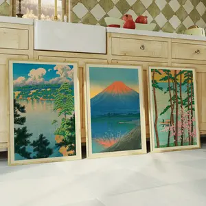 3pcs/set Unframed Canvas Art Prints, Japanese Poster Woodblock Prints, Scandinavian Style Decor for Bedroom, Botanical Aesthetic Artwork