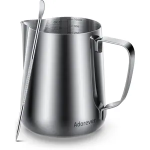 Stainless Steel Milk Frothing Pitcher Multiple Sizes Steaming Pitcher for Coffee Cappuccino Latte Art Barista Milk Jug Cup with Art Pen