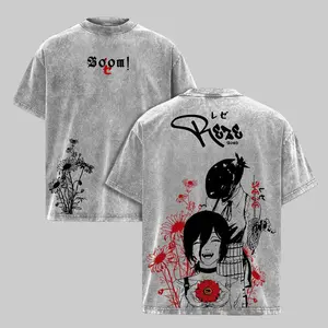 Limited Reze Chainsaw Man Tee – Vintage Washed Oversized Heavy Cotton T-Shirt, Women Cosplay Style, Movie Inspired Anime Manga Streetwear, Unisex Retro Graphic Top