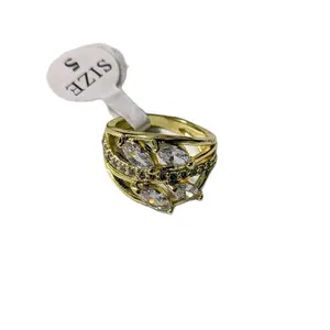 Brand new women's Size 5 VVS CZ Marquise Flower Ring - 14k Gold Filled Brass