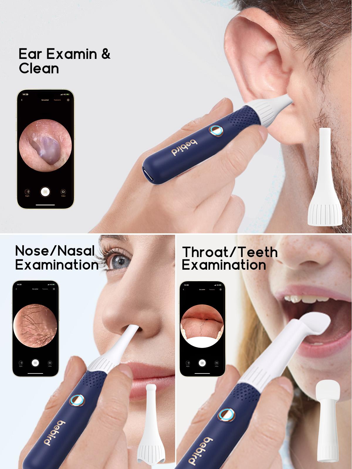 BEBIRD Flexible Ear Wax Removal Tool Camera, Wireless Smart Visual Ear Cleaning Kit with 13-Piece Tips, HD Camera Ear Otoscope with Tweezers, Earsight Plus B31R Earwax Cleaner for Wet and Dry Ear