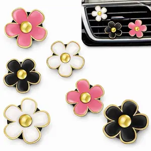 4PCS Daisy Car Vent Clip Set, Mixed or solid Color Flower Air Vent Decor, Cute Metal Car Interior Ornament, Dashboard Decoration