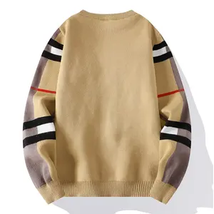 New Autumn/Winter Fashion Luxury Men's Classic Casual Stripe Checkered Pullover Men's Business Brand Soft And Warm Sweater