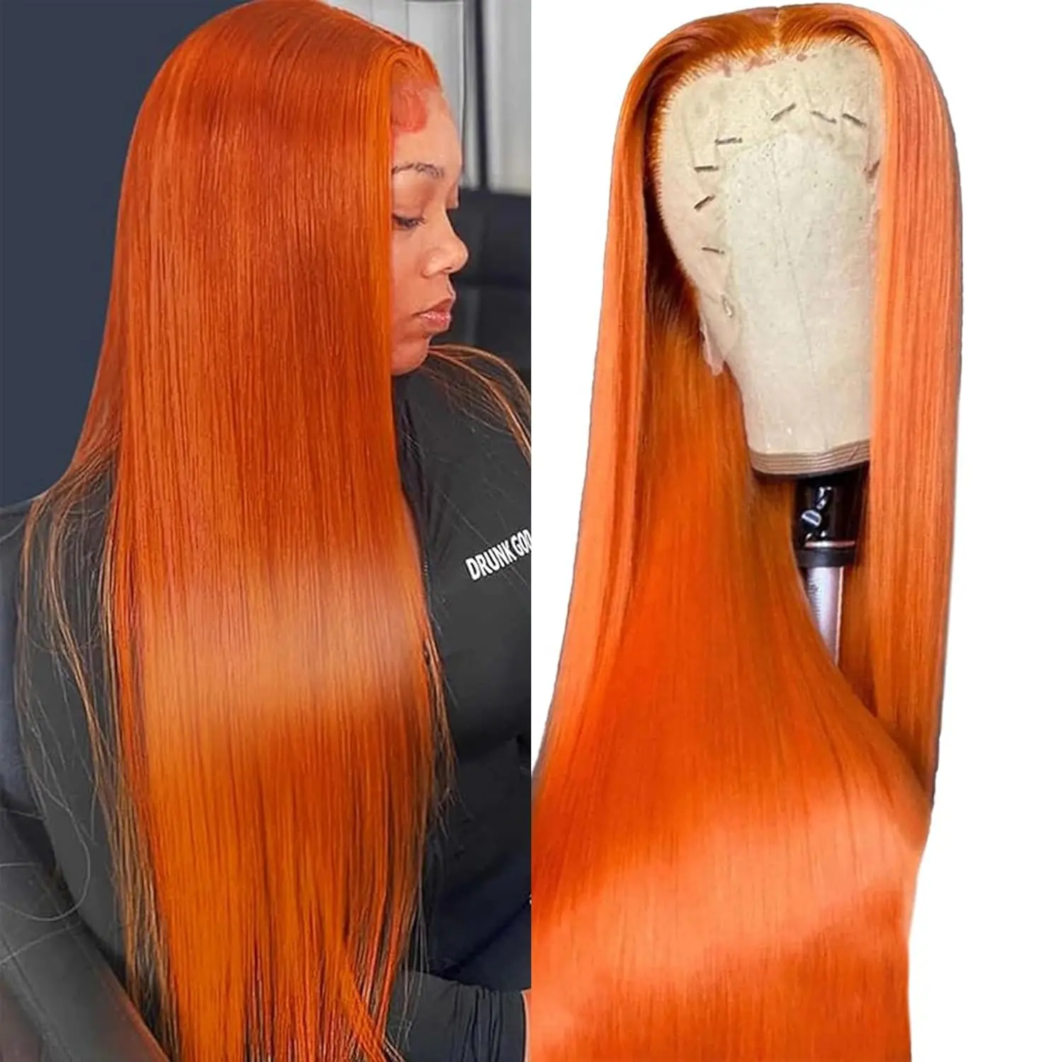 VIPbeauty Ginger Wig Human Hair 13X6 180% Density Ginger Orange Lace Front Wigs Human Hair 350 Colored Straight HD Transparent Lace Frontal Wigs Human Hair Pre Plucked With Baby hair