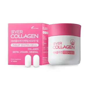 Ever Collagen In&Up Biotin Cell Tablet - Low Molecular Collagen Peptides with Vitamin Selenium Supplement for Healthy Skin Hair Nail 56 Tablets - Healthcare