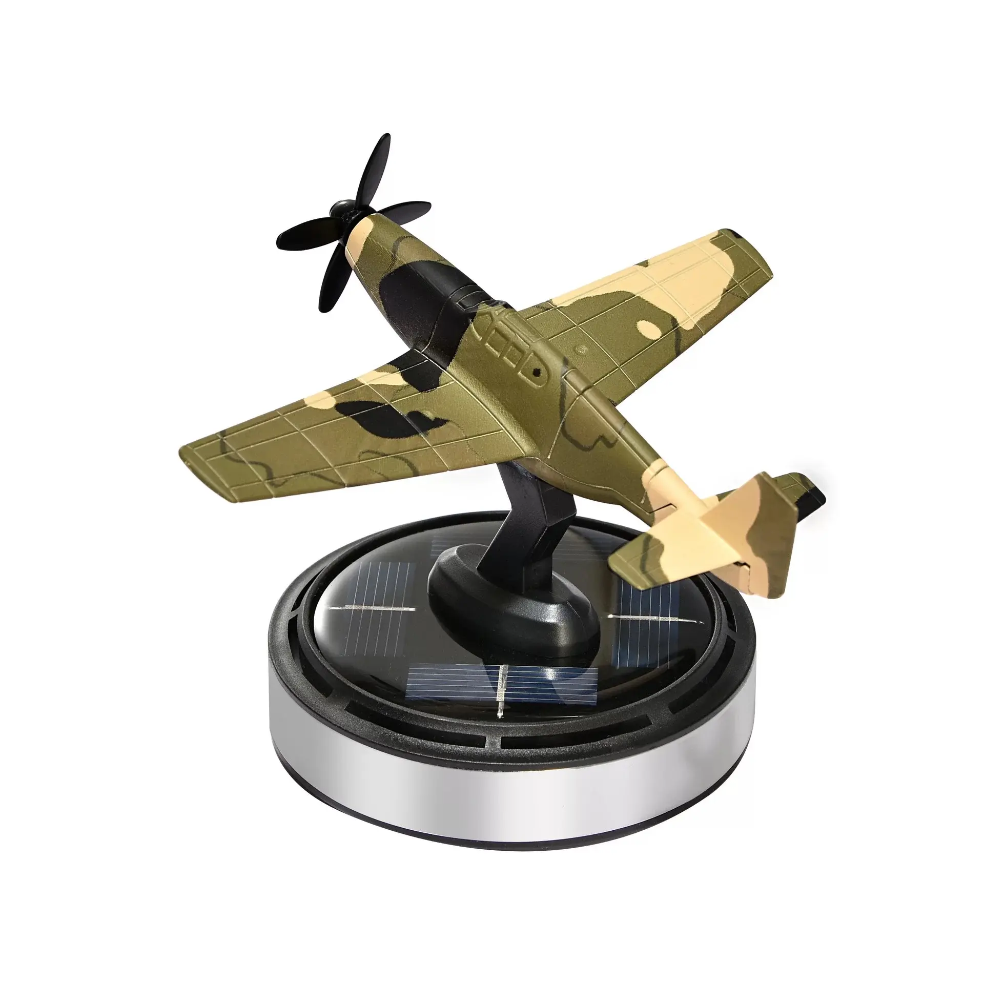 Solar P-51 Mustang Fighter Car Air Freshener - Sun-Powered Rotating Odor Eliminator, Scented Fragrance, Deodorizer, Long-Lasting Set, Car Interior Ornament, Car Odor Eliminator, Car Fragrance Set