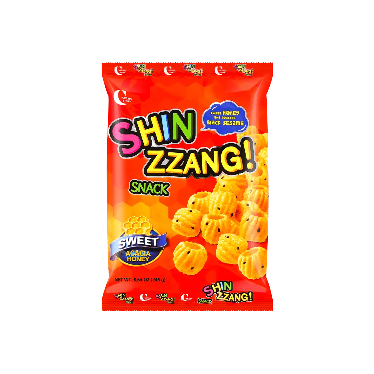 CROWN Korean Honey Black Sesame Rice Balls Snacks 245g - Crispy Sweet Rice Crackers for Tea Time & Party