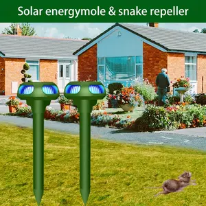 2-Pcs Solar-powered expeller，Mouse Repellent Device， roaches repellent home Solar Ultrasonic Pest Repellent