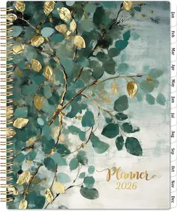 2026 Planner - Planner 2026 Weekly and Monthly, 9''x11'', Jan. 2026 - Dec. 2026, 2026 Weekly and Monthly Planner, Tabs, Pocket, -wire Binding - Art Leaves