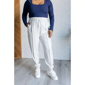 Center Seam Scuba Joggers in Heather Grey