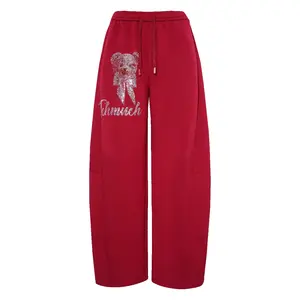 TCH - Red,Pants, Bear, Rhinestone, Women