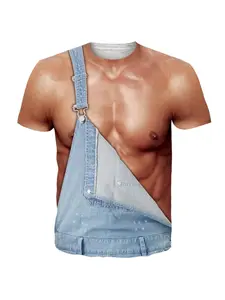 Funny Hairy Chest Graphic T Shirt Men 3d Printed Muscle Fake Abs Short Sleeve T-shirt Summer Spring Cosplay Costume Tee Shirts
