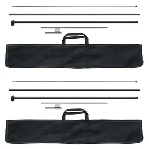 Feather Flag Pole Kit, 2-Pack Swooper Flag Poles 12.7 Feet Tall With Ground Stakes, Weather Resistant Aluminum Construction, Telescoping Adjustable Height, Durable Outdoor Advertising Flags For Events, Promotions, And Displays