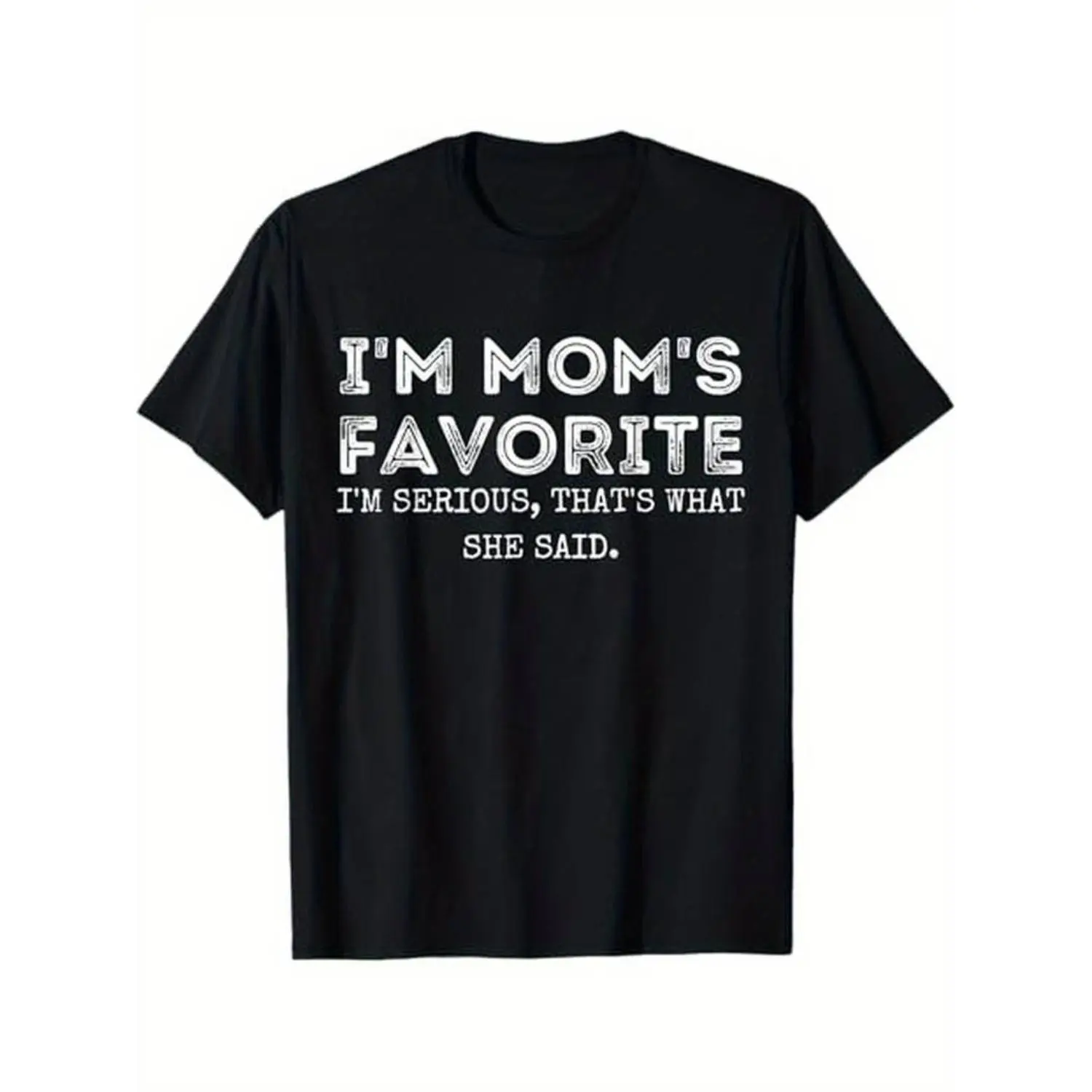 Cotton Golf Gift T-Shirt For Men and Women I'm Mom's Favorite That's What She Said Funny Short Sleeve T-Shirt, Cotton, Gift for Men Women Dad Mom Friends, S-XXXL, Black