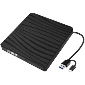 External CD/DVD Drive for Laptop, USB A/C 3.0 CD DVD Player Portable +/-RW Burner CD ROM Reader Writer Disk Duplicator Compatible with Laptop Desktop PC Windows Apple Mac Pro MacBook Linux