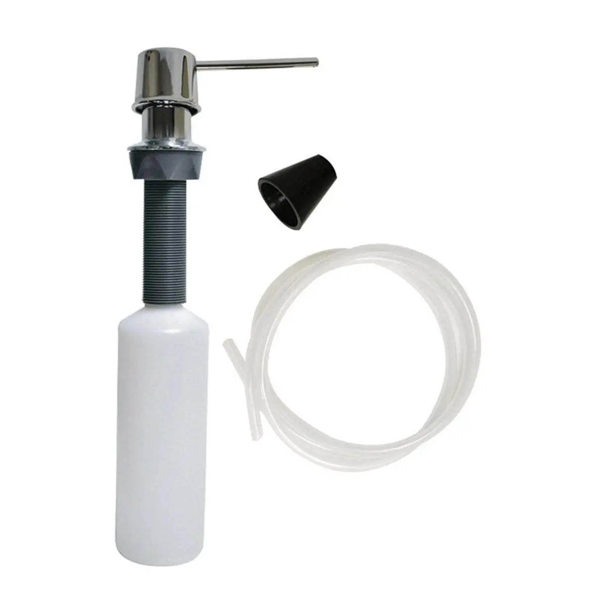 212 MAIN Decorative Iron Soap Dispenser, Straight Nozzle Chrome, Refillable Bottle, Suitable for Bathroom & Kitchen (Model 9D00010037), One Gallon