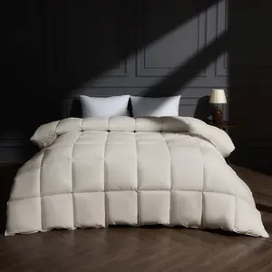 (R) Goose  Down Fiber Comforter  Size,  Season   Duvet Insert Medium Warmth, Cloud Soft Hotel Luxury Collection Bedding Comforters Cream 90" x68