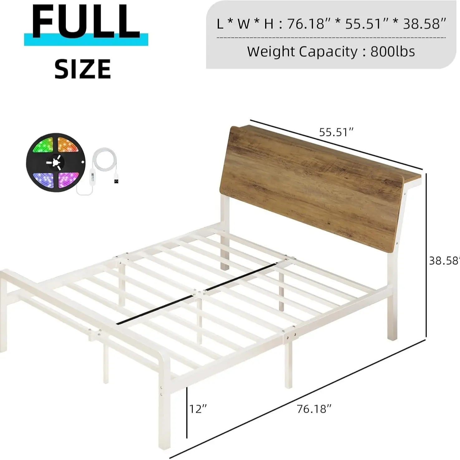 Full Size White and Walnut