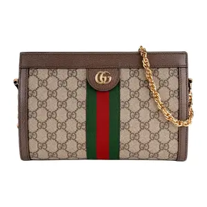Pre-owned GUCCI canves Shoulder Bags Ophidia Chain Shoulder Bag in GG Supreme Canvas with Web Detail and Gold Tone Hardware