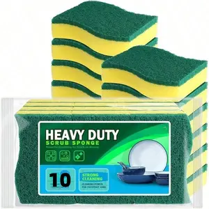 S-Shaped Powerful Cleaning Scrub Sponge, 10-Pack Odorless Scrubbing Pad, Easy-to-Clean, Suitable for Dish , Pots and Pans
