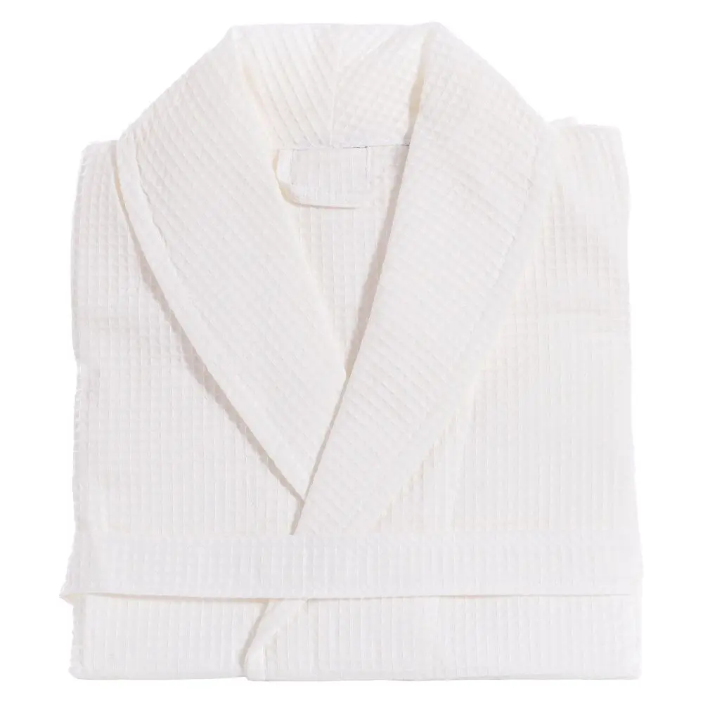 L/XL Waffle Weave Unisex Bathrobe White - Linum Home Textiles