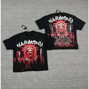 Graffiti Rhinestone Letter T-Shirt for Men & Women, Washed Vintage Oversized Tee, Baggy Cotton Hip Hop Streetwear Top---Ridge Street Sportwear