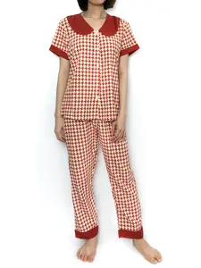 Red Houndstooth Pajama Set