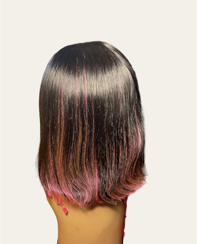 Pink ShowThrough 4x4 Transparent Lace Frontal Wig hair extensions virgin hair